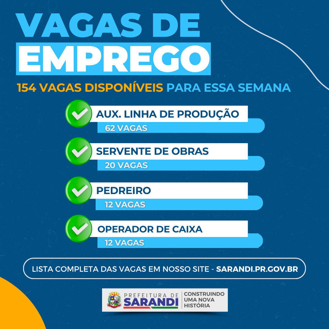 Agência do trabalhador de Sarandi inicia semana ofertando 154 vagas de emprego